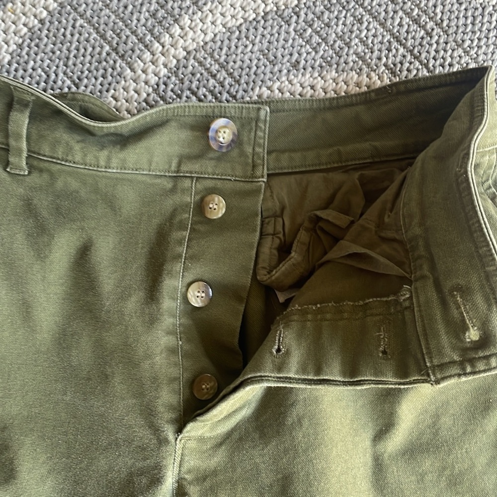 Madewell Langford pants chino jeans cropped size 27 military green wide leg - Picture 5 of 9